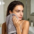 thumbnail image 3 of Geometric Diamond Cotton Hand Towel Light Gray Super Absorbent Thickened Pure Cotton Face Towel for Bathroom Daily Use, 3 of 3