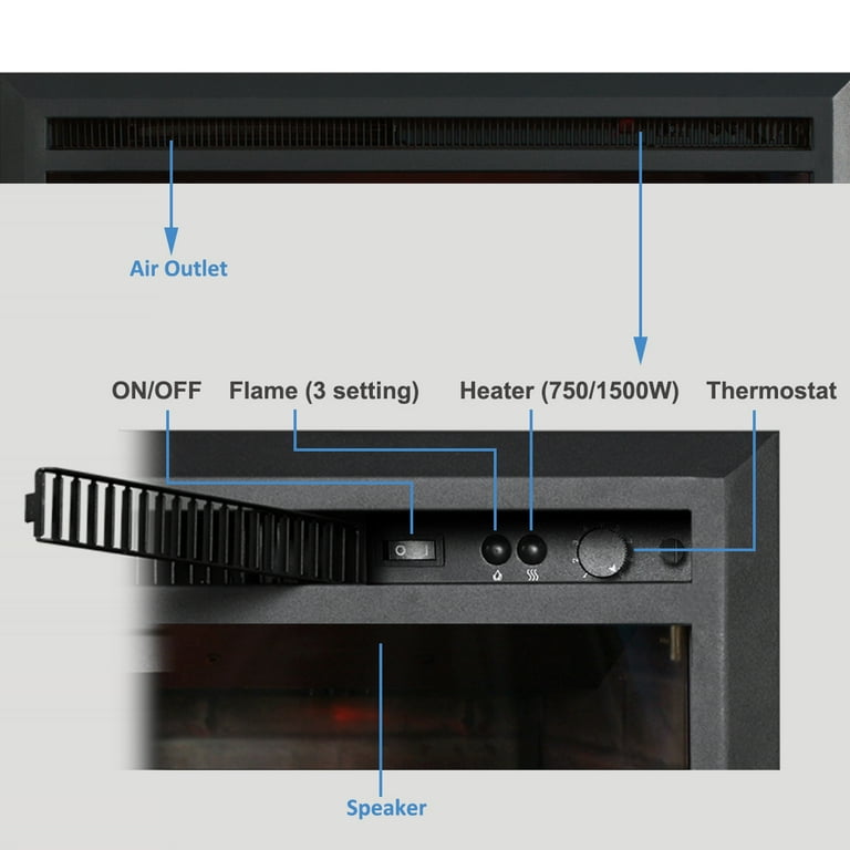 PuraFlame Western Electric Fireplace Insert with Fire Crackling Sound,  Remote Control, 750/1500W, Black, 33i nches Wide, 26 inches High -  Walmart.com