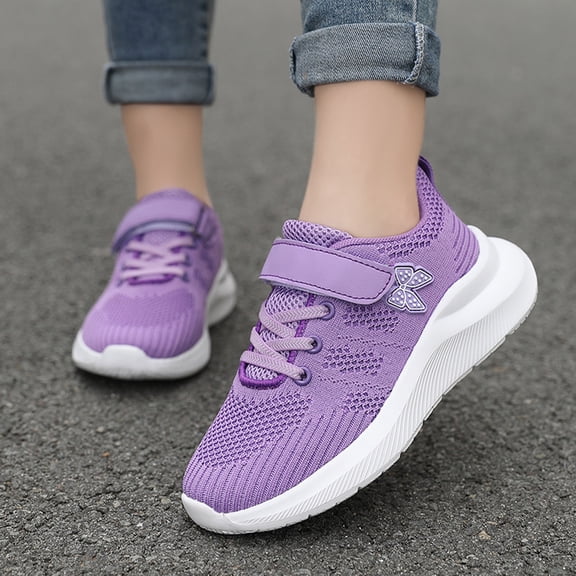 EliteGoogv Girls Sneakers Mesh Walking Running Shoes For Girls Non Slip Rubber Sole Athletic Sport Footwear US:2/