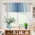 thumbnail image 5 of 3 Piece Kitchen Curtains and Valances Set Blue Grey Ombre Cafe Curtains 36 Inch Length Farmhouse Gradient Minimalist Valance & Tier Curtain for Living Room Bedroom Small Window 54"x18"+27"x36"*2, 5 of 6
