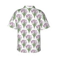 thumbnail image 3 of Balery Tulips Flowers Print Men's Hawaiian Shirts Short Sleeve Beach Shirt Relaxed Fit Vacation Button Down Shirts-X-Large, 3 of 9