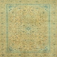 thumbnail image 1 of Ahgly Company Machine Washable Indoor Square Abstract Chrome Gold Yellow Area Rugs, 3' Square, 1 of 7