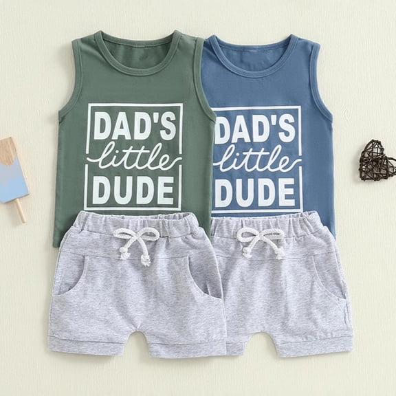 Lovzfmll Sleeveless Tank Top Short Set for Boys, Solid Color Top & Elastic Shorts, Summer Casual Outfits for Infant 3-6 Months
