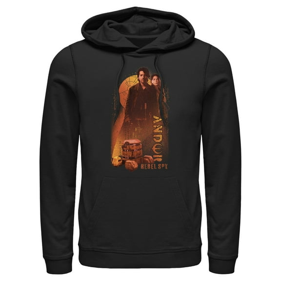 Men's Star Wars: Andor Rebellion Hero Cassian and B2EMO  Pull Over Hoodie Black 3X Large