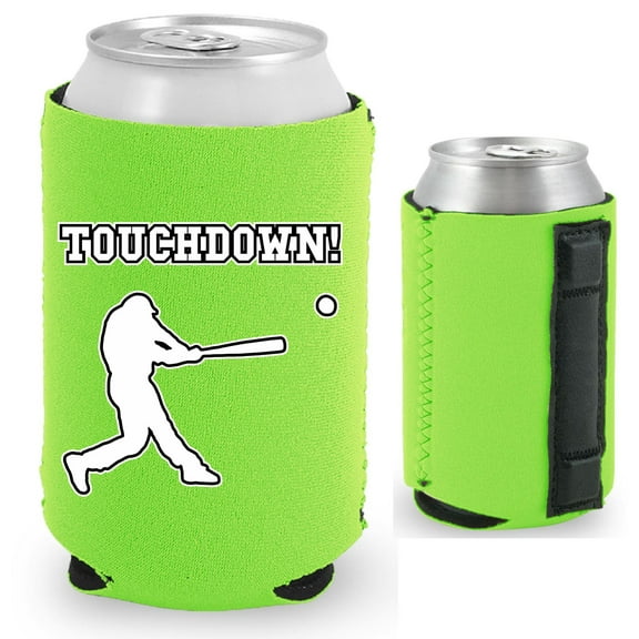 Touchdown Baseball Magnetic Can Coolie (Bright Green)