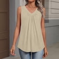 thumbnail image 5 of Women Tank Tops，V Neck Pleated Shirts Sleeveless Women Tops Casual Sleeveless Beach Vacation Clothes For Woman 2026 Brown 2XL, 5 of 8