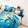 thumbnail image 3 of Manfei Kawaii Sea Turtle Queen Sheets,Cute Ocean Plant Queen Sheet Sets,Blue,4 Pieces,1 Flat Sheet, 1 Fitted Sheet and 2 Pillowcases, 3 of 7
