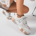thumbnail image 6 of Dakaela Women's Rhinestone Walking Shoes Non Slip Sparkly Fashion Chunky Sneakers Lace up Workout Gym Casual Running Shoes Size 6-10 Silver, 6 of 8