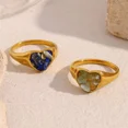 thumbnail image 2 of HIJONES Women's Stainless Steel Crushed Stone Heart Gemstone Classic Vintage Wedding Engagement Statement Ring Blue Size 8, 2 of 6