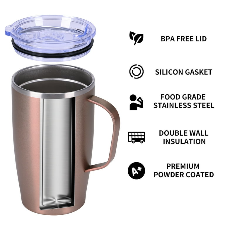 17 oz Coffee Mug with Handle, Double Powder Coated Insulated Travel Coffee  Cup for Cold & Hot Drinks