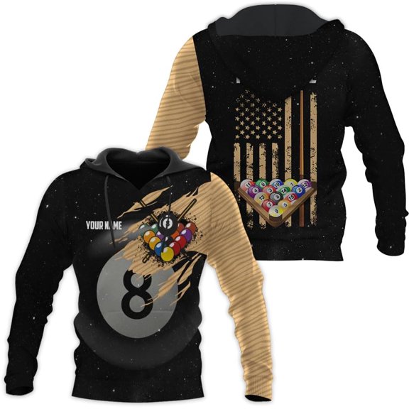 Personalized 3D Billiard Shirt Custom Name Men Women Team Apparel Pool 8 Ball Flag Tshirt Billiards Shirts Gift (Hoodie, 5XL)