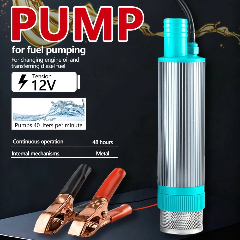 Vorfor 12V 100W Water Pump Submersible Electric Diesel Pump, 8A Water Oil Diesel Fuel Transfer Fluid Pumps