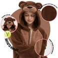 thumbnail image 3 of SWEETXIN Adult Bear Unisex Onesie Pajamas Halloween Cosplay Costume Suit for Women and Men Jumpsuit SizeS, 3 of 7