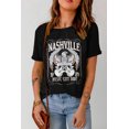 thumbnail image 3 of ABPHQTO Camiseta negra de manga corta con estampado gráfico de guitarra NASHVILLE Eagle para mujer, 3 of 5