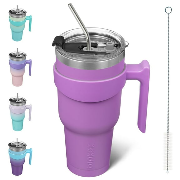 BJPKPK 40oz Stainless Steel Insulated Tumbler, Travel Coffee Tumbler with Handle and Straw, Lavender