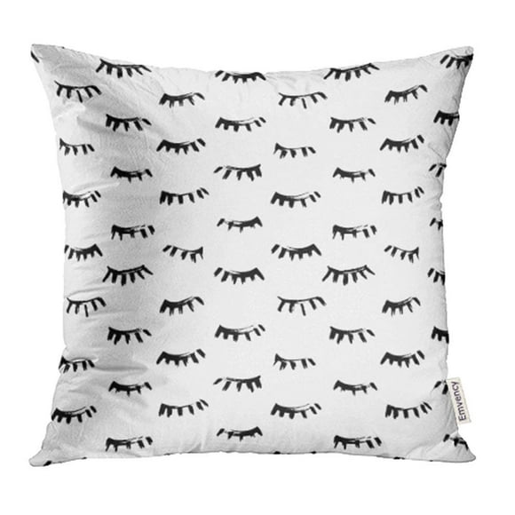 BSDHOME Black Makeup with Close Eyes Casual Marker Drawn Lashes Hand Doodle Eyelashes Pillowcase Cushion Cover 18x18 inch