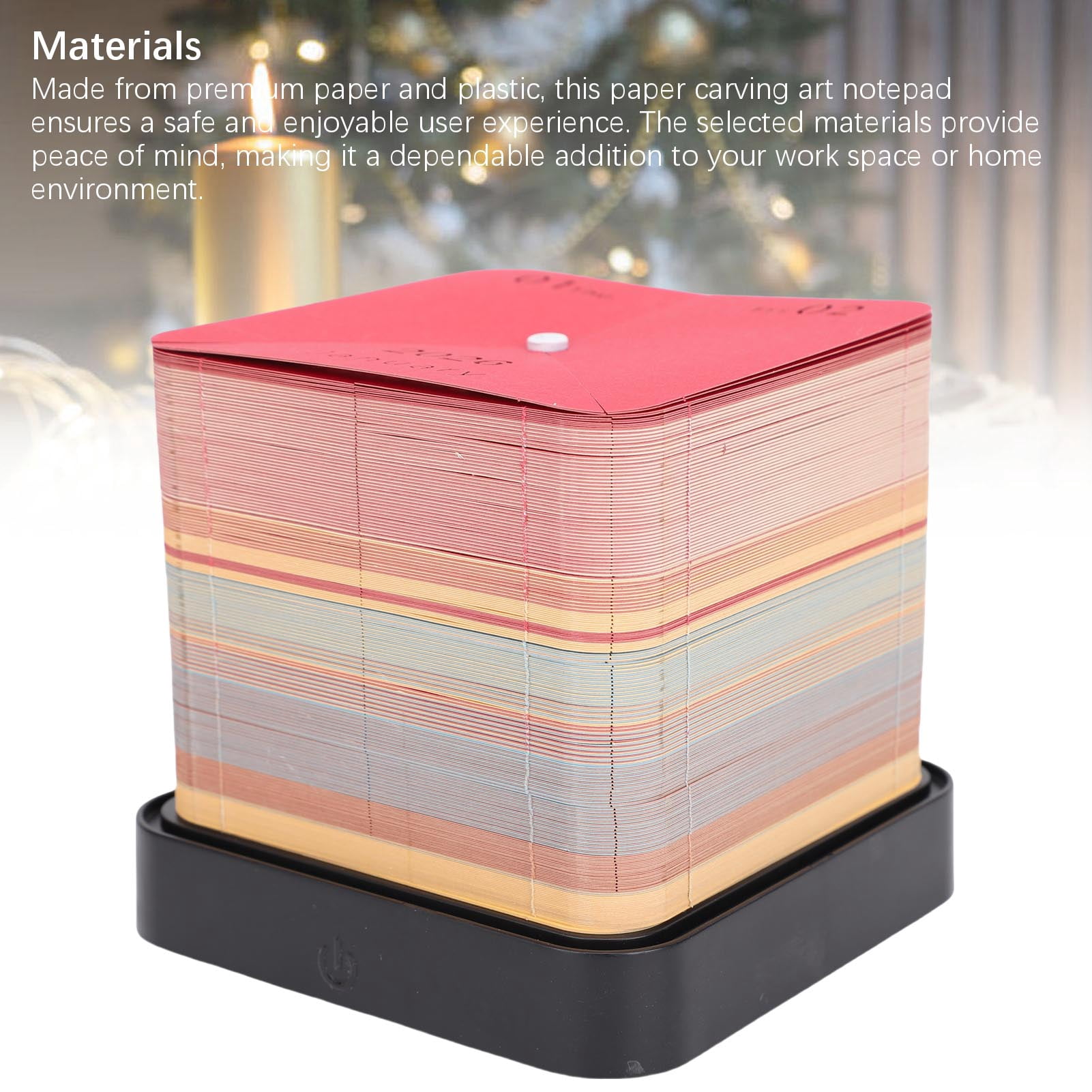 YAHHU 3D Art Memo Pad Creative Circus Paper Carving Notepad 2026 Desk Calendar with Light, Desktop Ornament Gift, 3.9 x 3.9 x 3.5 inches / 9.8 x 9.8 x 9 cm, Multicolor