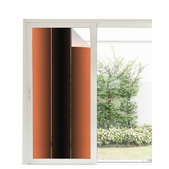Window Privacy Film,Orangered Black Ombre UV Sun Blocking Window Tint Film Heat Control One Way Blackout Window Film,Modern Abstract Gradient Color Art Non Adhesive Static Cling Sticker 35.4x78.7 In