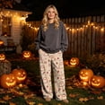 thumbnail image 2 of QWKLEAJ Halloween Pajama Pants Women Pumpkin Print Lounge Pants Drawstring Wide Leg Sleepwear Fall Holiday Loungewear Cozy Home Trousers Autumn Themed Bottoms Festive Nightwear, 2 of 6