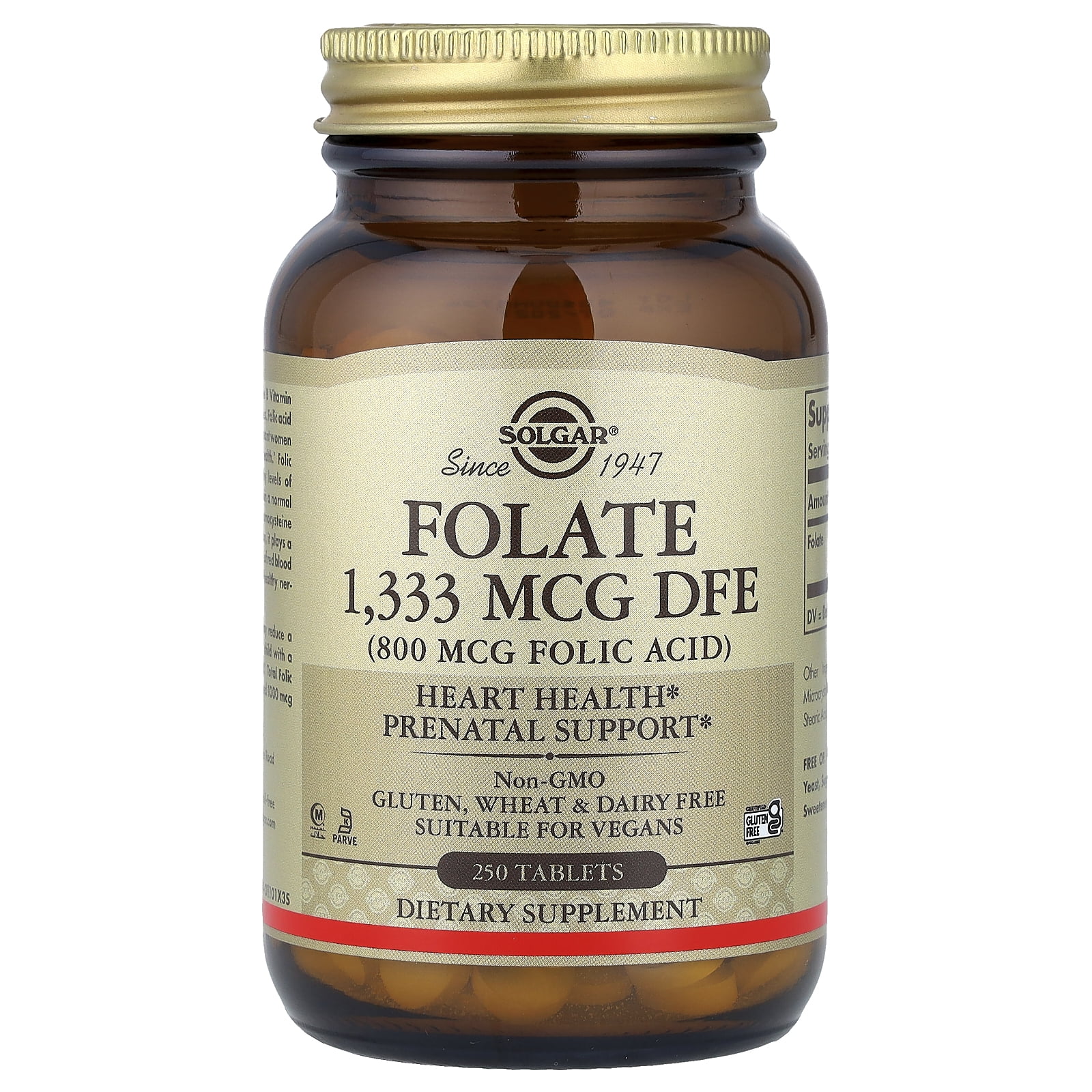 Solgar Folic Acid 800 mcg Tablets, 250 Ct
