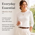 thumbnail image 5 of QUALFORT Women’s Crew Neck Pullover Sweater, Soft Lightweight Long Sleeve Knit Top, Solid Color Casual Sweater, Off White XL, 5 of 7