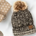 thumbnail image 3 of C.C Multi-Color Faux Pom Beanie Cozy Hat, Black Grey Beige, 3 of 9