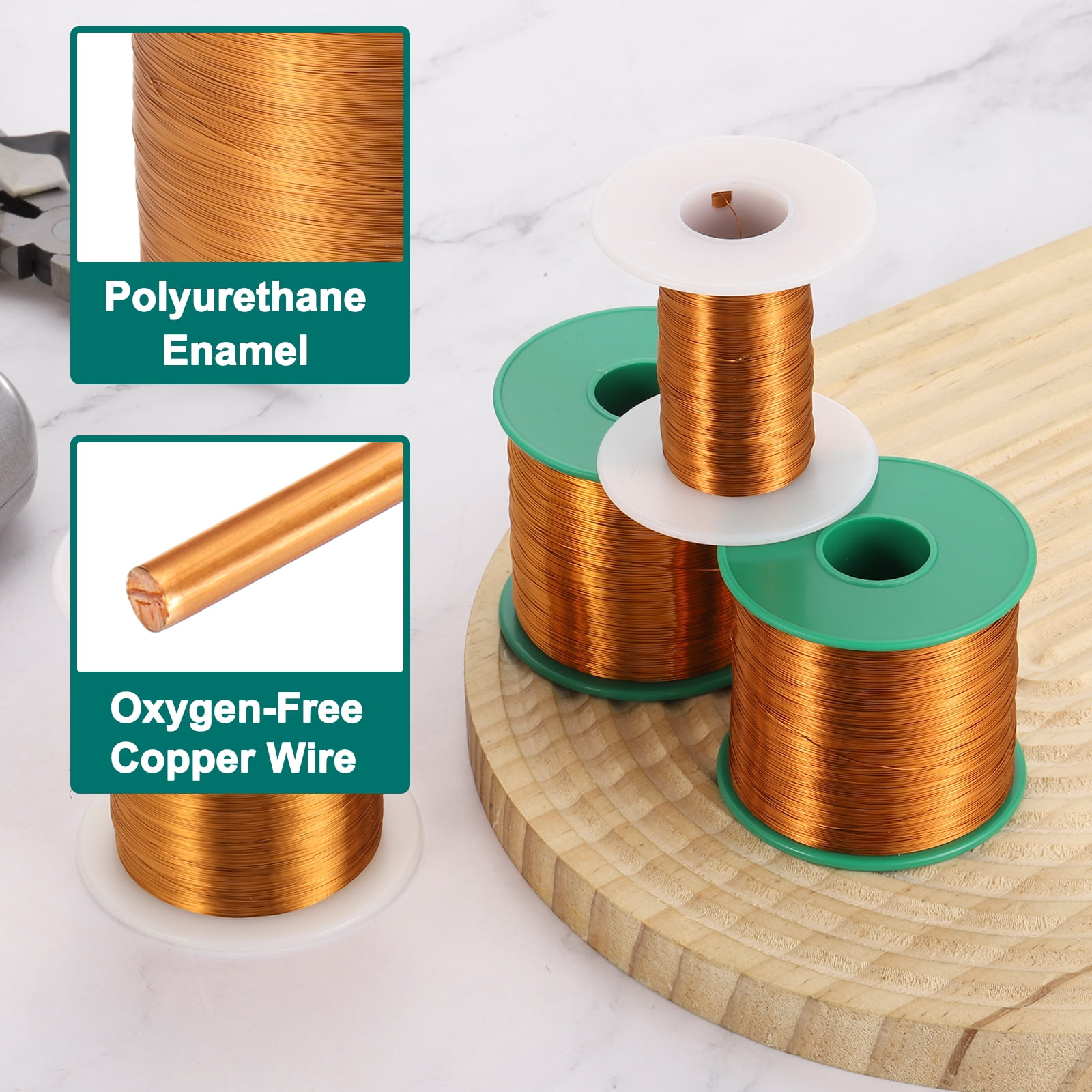28 AWG Magnet Wire, 28 Gauge Enameled Copper Wire, 1 Lb Magnetic Coil Wire for Transformer, Motor, Electric, 180C(356F)