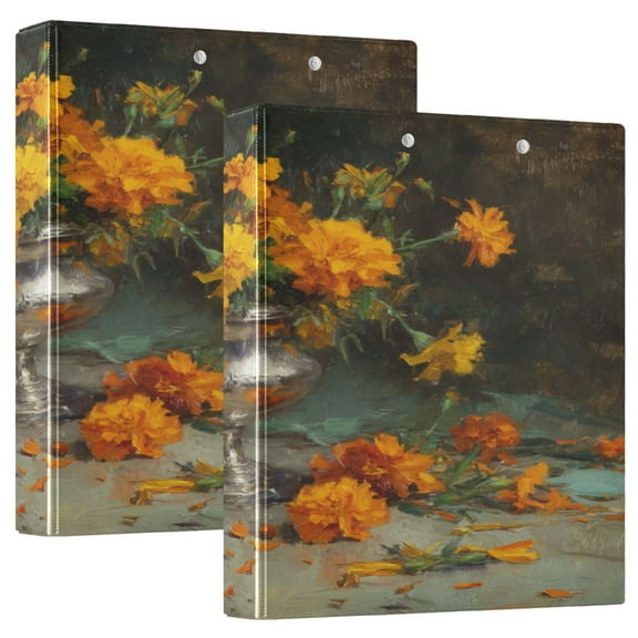 3 Ring Binder 1.5 inch Round Rings with Interior Pockets Binders Organizer Office School 1Pack Marigolds