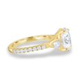 thumbnail image 3 of ESTE ORIGIN 2.00Ct Oval Cut Moissanite Trilogy Engagement Ring – Pear Side Stones, Cathedral 2/3 Pavé Band in 14K Yellow Gold for Women, 3 of 7
