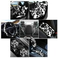 thumbnail image 2 of Renewold Black Grey Cow Print Car Seat Covers Full Set for Women, with Steering Wheel Cover Seat Belt Pad Armrest Pad Handbrake Cover Gear Shift Cover Handbrake Cover Cup Coaster, Set of 12, 2 of 7