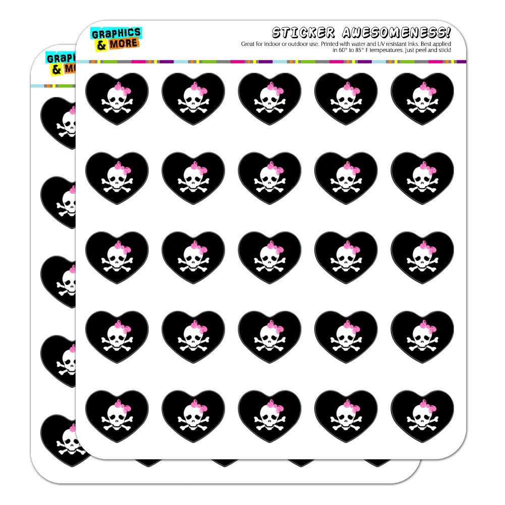 Skulls Crossbones Daughter Stick Figure Family Girl Pink Bow Heart Shaped Planner Calendar Scrapbook Craft Stickers