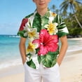thumbnail image 5 of NOEGOEU Boys Button Down Hawaiian Shirt Short Sleeve Beach Shirt Kids Graphic Tees Tops 5-14 Years (Green,6-7 Years), 5 of 6