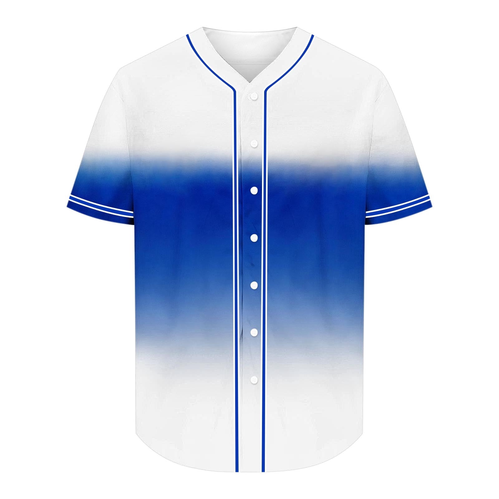cllios Mens Gradient Baseball Shirts Big and Tall Casual Button Down Short Sleeve Tees Casual Stand Collar T Shirts for Men