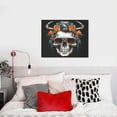 thumbnail image 4 of Kdxio Flower Horn Skull A Pattern Canvas Wall Art for Living Room Wall Decor for Bedroom Bathroom Modern Framed Canvas Art Prints Ready to Hang,Horizontal, 4 of 6
