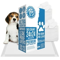 Bulldogology Puppy Pee Pads with Adhesive Sticky Tape (24x24) Large Premium Dog Pads - 6 Layer Dog Training Pads and Pet Wee Pads with Quick-Dry Bullsorbent Tech (50-Count)