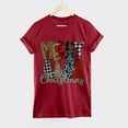 thumbnail image 4 of Odeerbi Christmas Shirts for Women 2025 Casual Round Neck Short-sleeved Christmas Tree Printed Top Burgundy, 4 of 6