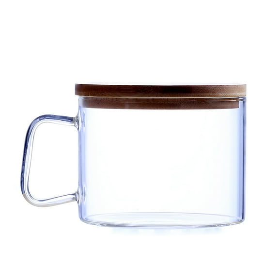 Raindrops 1Pcs Heat Resistant Glass Bowl for Freezer Safe Clear Bowls with Bamboo Lid for Instant Noodle