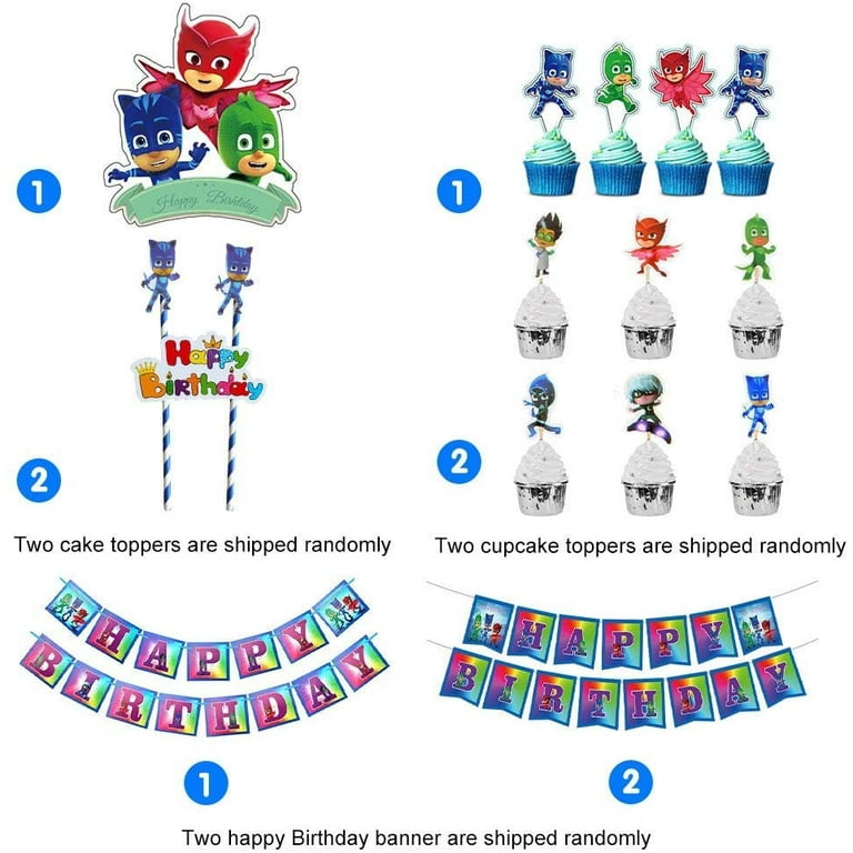 PJ Party Decorations for 20 Guests PJ Masks Decoration Birthday Party Favors - 230 Pcs!
