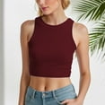 thumbnail image 2 of Women Casual Basic Sleeveless High Neck Rib-Knit Y2k Crop Tank Top, 2 of 3