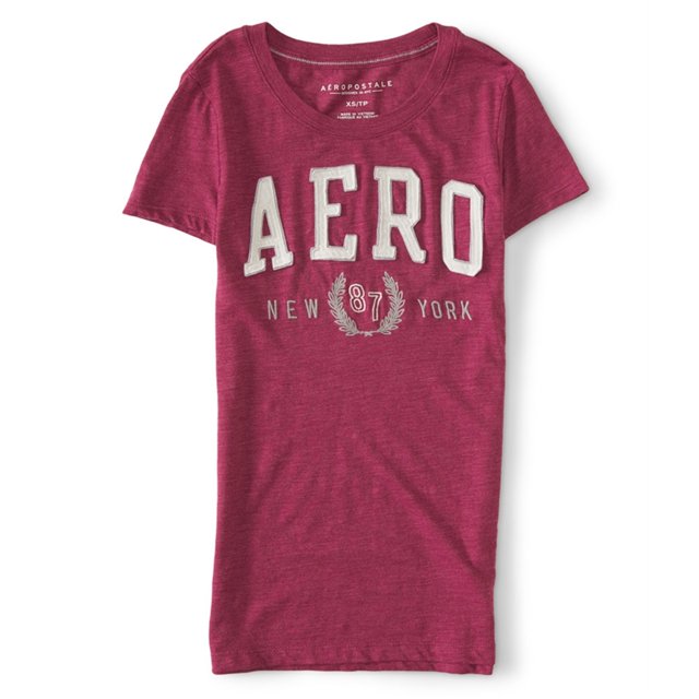 Camiseta adornada Aeropostale New York 87 para mujer morado pequeña