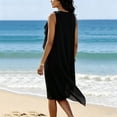 thumbnail image 5 of ClodeEU Women's Chiffon Sleeveless Crewneck Midi Dress ,Casual Solid Color Summer Dress Black,Women's Plus L, 5 of 5