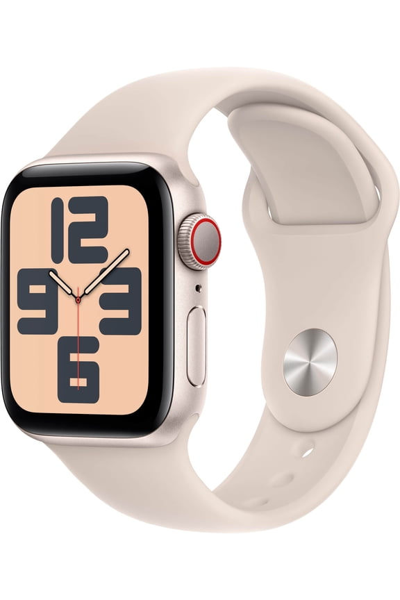 Restored Apple Watch SE (2nd Gen) [GPS 44mm] Smartwatch with Starlight Aluminum Case with Starlight Sport Band - M/L