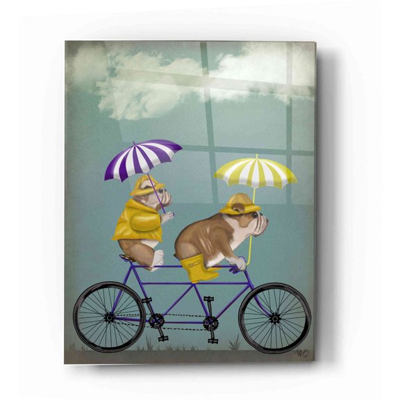 Epic Art 'English Bulldog Tandem' by Fab Funky Acrylic Glass Wall Art, 16"x24"