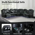 thumbnail image 3 of Power Recliner Sofa Sectional Couches with LED Light for Living Room,Leather Reclining Corner Sectional Sofa with 2 Recliner Seats,Cup Holder,Storage Console for Home Theater Seating, Black, 3 of 6