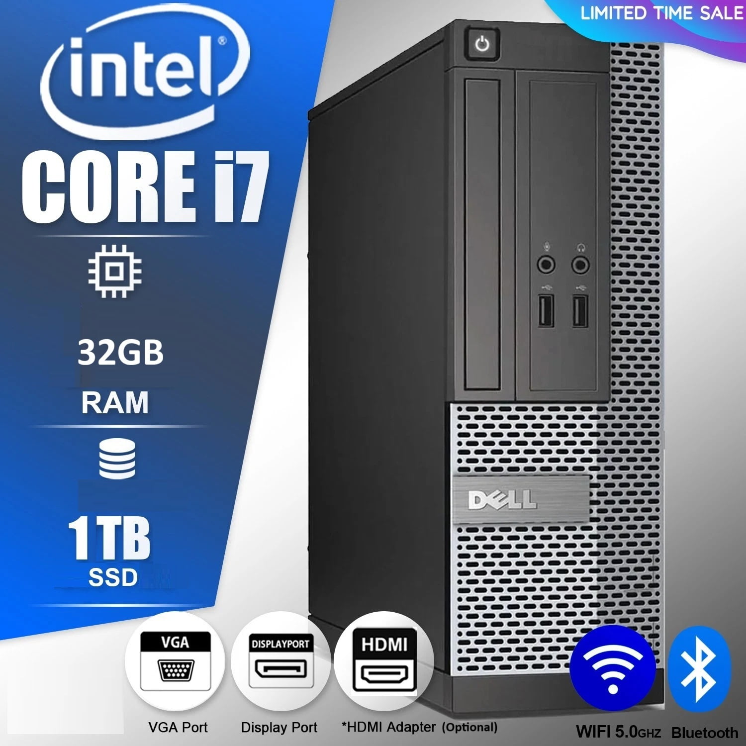 Restored Dell OptiPlex 9020 SFF Computer Desktop Intel Core i7 32GB Ram 1TB SSD Windows 11 Pro (Refurbished)