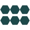 thumbnail image 2 of Fuzoiu Black And Teal Checkerboard Print Leather Coasters Set,Drink Coasters Set of 6,for Tabletop Protection, Durable PVC Coasters,Home Décor and Housewarming Gift,Hexagon, 2 of 7
