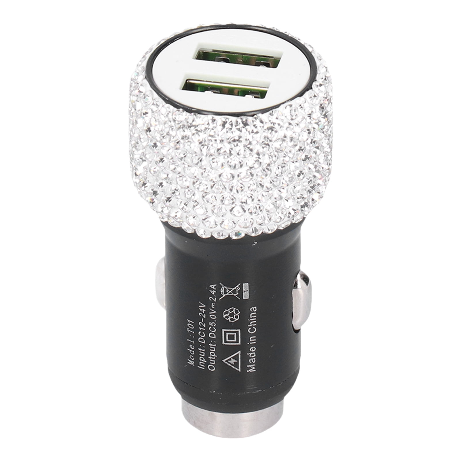 Bling USB Car Charger,USB Car Charger 5V Rhinestone USB Car Charger Dual Port Fast Car Adapter Proven Performance