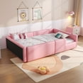 thumbnail image 2 of Euroco Upholstered Twin Size Platform Bed,Floor Daybed with USB Charging Station for Kids and Toddler, 2 of 10