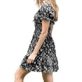 thumbnail image 3 of Summer Women Ruffle Sleeve Sqaure Neck Smocked Sun Dress Casual Boho Beach Floral Mini Dress, 3 of 5