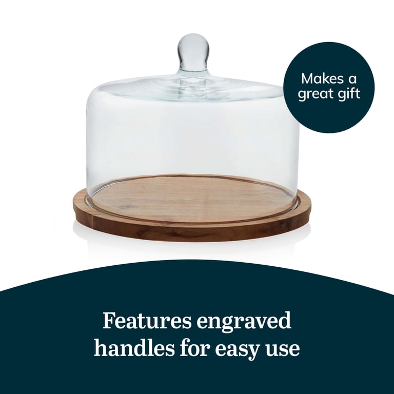 Libbey Acacia Wood Cake Stand with Glass Dome photo 5